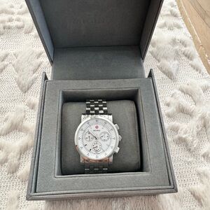 Michele Silver Watch with White Dial